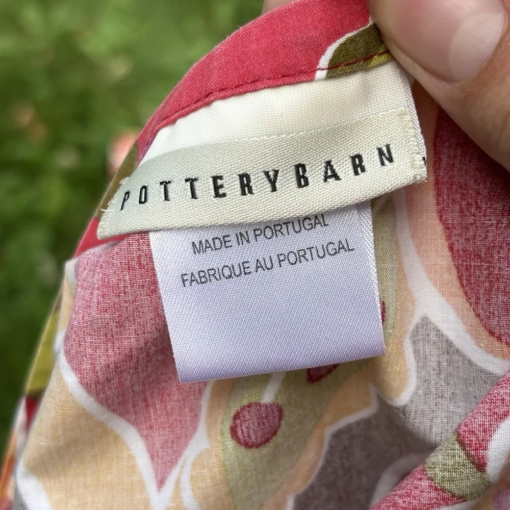 Pottery Barn King Duvet Cover Two Shams Red Floral Retro‎ Mod Cotton Reversible